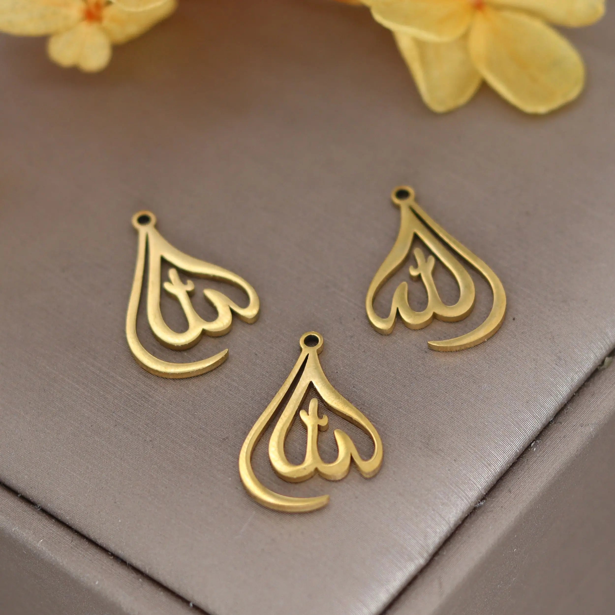 3pcs Classic Arabic God Allah Charms Stainless Steel Pendant DIY Craft Earrings Necklace Jewelry Making Islamic Muslim Accessory